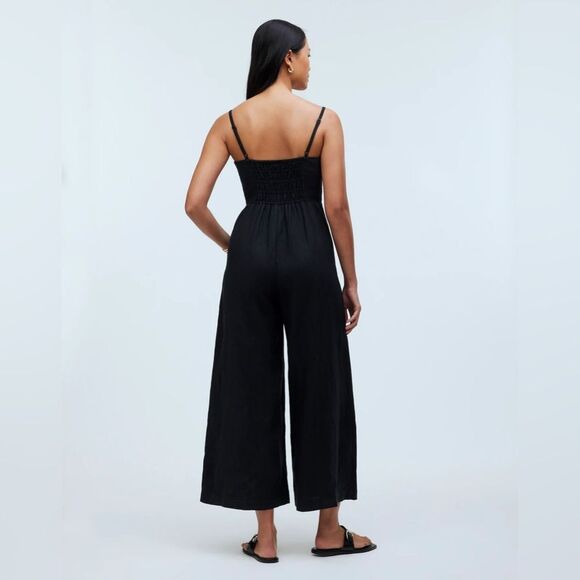 NWT Madewell Women's Sleeveless Wide-Leg Jumpsuit in 100% Linen Size 00 - Picture 3 of 8
